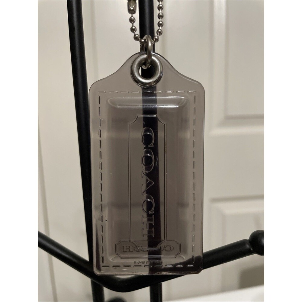 Coach 3.5" Poppy XL Hang tag Fob Charm Smokey Grey Acrylic
